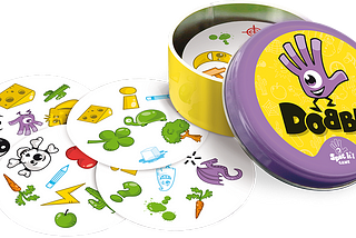 A picture of the traditional game of Dobble.