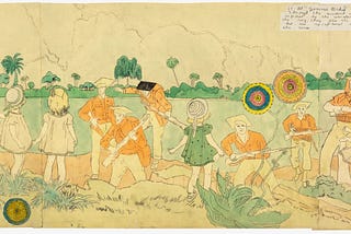 “MASTERWORK BY THE ULTIMATE OUTSIDER ARTIST HENRY DARGER, HIDDEN FOR YEARS, EXHIBITED ONLINE..”