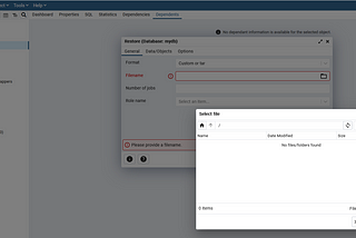 PostgreSql Container Restore Tar File