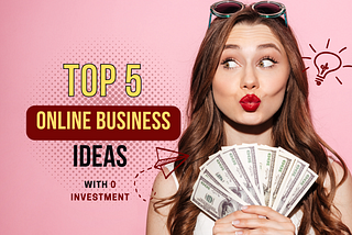 A confident lady facing toward the camera and looking rightward is holding cash. A design from Canva.