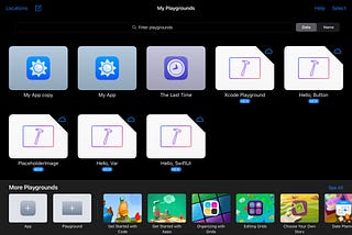 The “My Playgrounds” screen on iPad