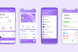 Mockups showing iOS and Android screens of a banking app