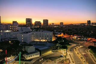 Sunrise view over our local hospital.