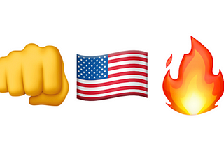 Oncoming Fist emoji, American Flag emoji, Fire emoji