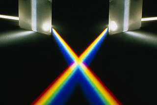 An image of prisims refracting light.