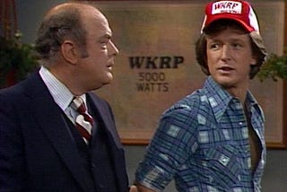 Two characters from the television show WKRP in Cincinnati.