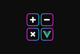 Calculator buttons with the VueJS logo in HeroDevs color gradient