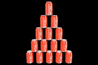 A pyramid of cola cans