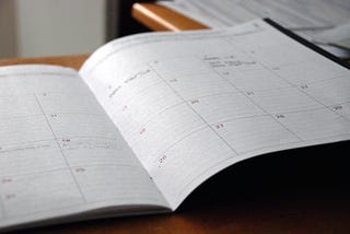 An open monthly calendar.