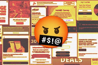 Angry emoji reacts to pop-ups on websites.
