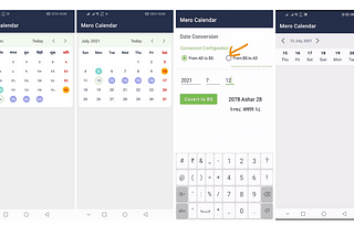 merocalendar, nepali calendar library, with bs ad date converter, event calendar, horizontal calendar