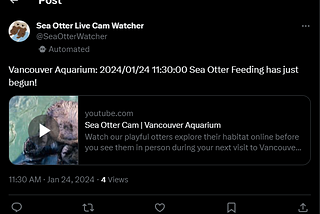 I updated my “Sea Otter Watching Bot” on X (Twitter)