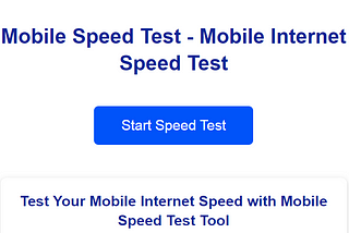 Mobile Internet Speed Test