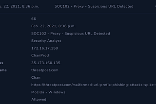 SOC102 — Proxy — Suspicious URL Detected