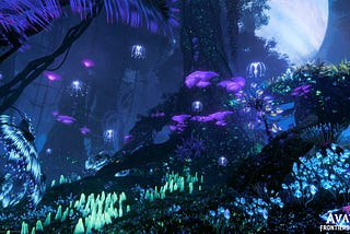 A screenshot from Ubisoft’s reveal trailer for their upcoming game Avatar: Frontiers of Pandora.