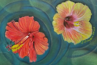 From Sketches to Shades-the making of Hawaiian Love using Colored Pencils and more.