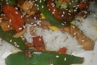 Chicken and Veggie Stir Fry over Rice