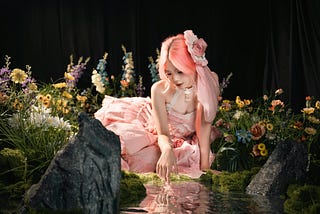 Enchanting Floral Fairy in a Magical Garden Setting