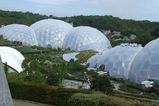 The biomes of the Eden Project, Cornwall, England.