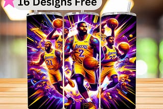 Lakers Tumbler Wrap, Lakers Sublimation Design, High Resolution 300 DPI, Skinny 20oz PNG, Digital Graphic,20 Ounce Sublimation,Straight Wrap
