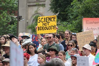 “Science not Ideology” placard at Melbourne climate march CC John Englart Flickr