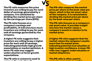 Difference between PE Ratio and PB Ratio