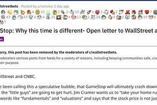 GameStop: Why this time is different- Open letter to WallStreet and CNBC