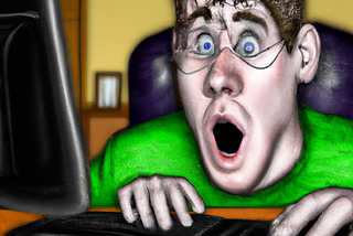 A man can’t believe what he is seeing on his computer — he is shocked!