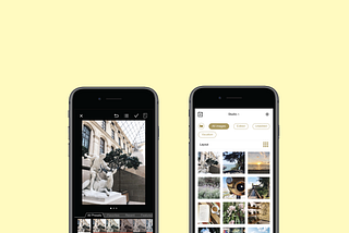 Title image for article; shows two screens of the finished VSCO redesign.