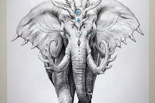 A picture of elephant by an artist