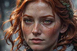 A beautiful red haired woman with frecekles