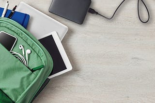 Backpack with lithium battery-powered devices