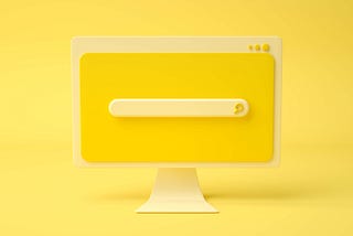 Yellow computer monitor with yellow search bar in the center