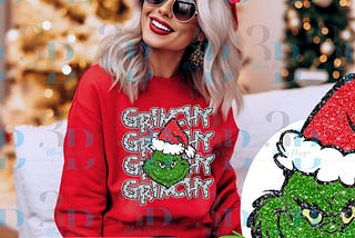 Green Santa Glitter Patch Face Digital File png