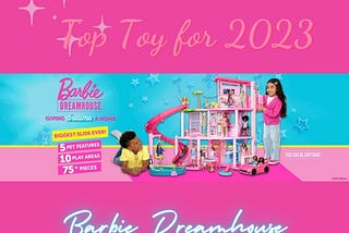 girls playing with a Barbie dreamhouse