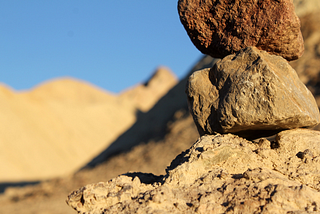 Rocks used as markers in a desert.