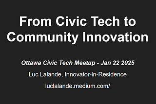 From Civic Tech to Community Innovation