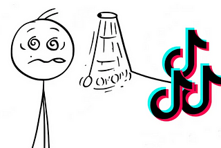 A cartoon kid hypnotized by TikTok.