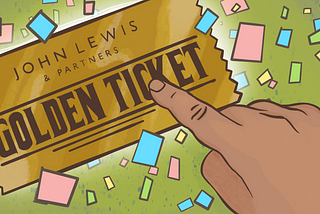 John Lewis Golden ticket illustration