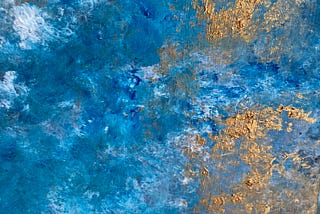 Abstract in turquoise, gold and white