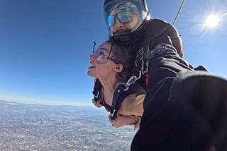 An image of the author skydiving.