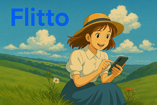 Ghibli-style illustration of a girl using a smartphone in a green field, symbolizing how language data empowers generative AI.