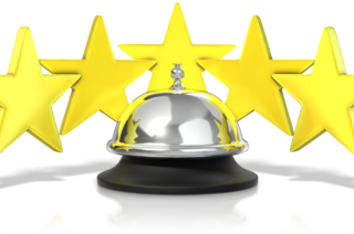 5 stars behind a bell signifying customer service