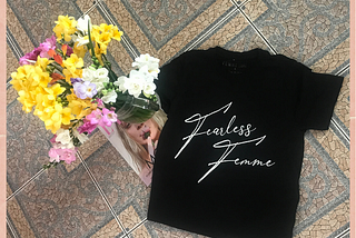 Black t-shirt with slogan: Fearless Female