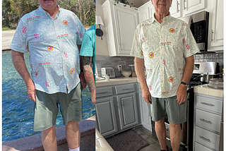 Two pictures of me showing before and after during weight loss.