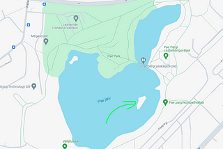Google Maps centered on Pae lake in Tallinn, Estonia