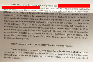 Rechazo a la modificación de la nota.