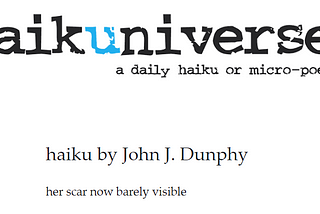 My one-line haiku in Haikuniverse, published 5/17/24