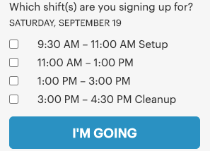 Shifts for Events