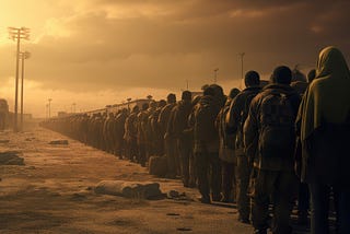 Climate Refugees Waiting In Line